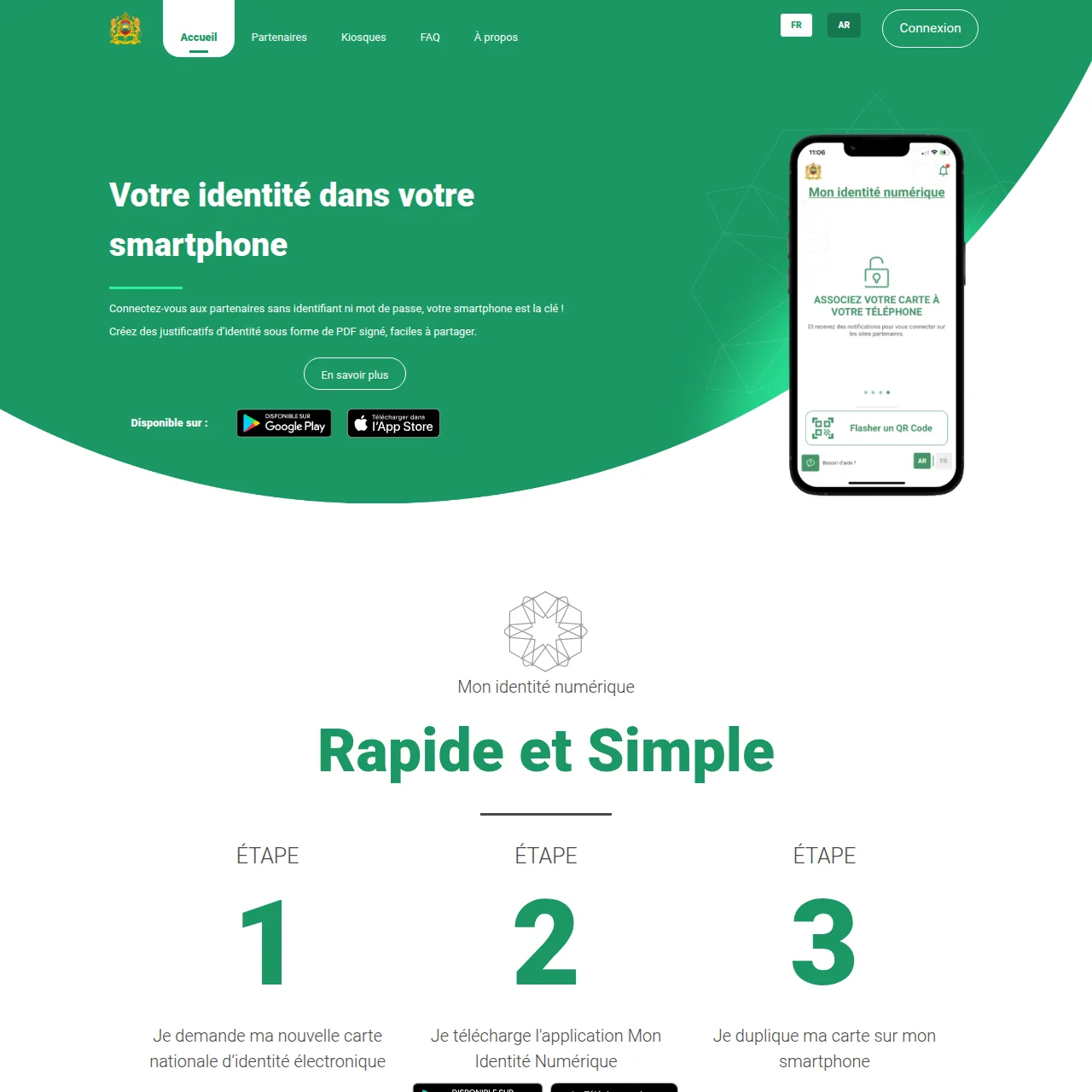 Screenshot des Portals Mon Identité Numérique in Marokko